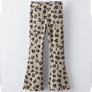 Zara Girls Flared Ribbed Leopard Print Leggings